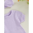 thumbnail image 6 of FEORJGP Toddler Baby Girl 2Pcs Summer Outfits 0 3M 6M 9M 12M 18M Infant Solid Short Sleeve Jumpsuits Crew Neck Ribbed Rompers with Headband Set Newbors Fashion Basic Casual Clothes for Daily, 6 of 6