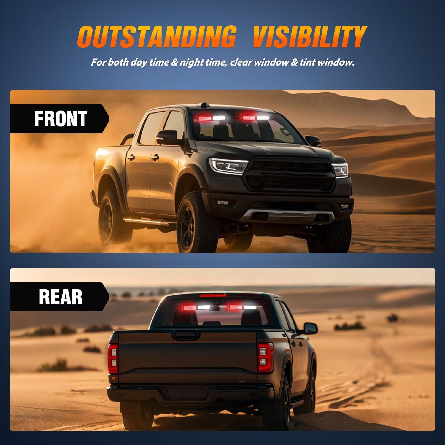 Nilight 40LED Red White Emergency Strobe Advisor Light Bar with Suction Cups Dash Safety Warning Hazard Flashing Lights Interior Front/Rear Windshield for Trucks Construction Vehicles