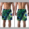 thumbnail image 3 of luoweisi Men's Beach Shorts Quick Dry Swim Trunks with Mesh Lining Peacock Feather XL, 3 of 5