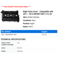 thumbnail image 2 of Right Valve Cover - Compatible with 2011 - 2013 INFINITI M37 3.7L V6 2012, 2 of 2