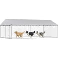 thumbnail image 1 of PawHut Outdoor Dog Kennel with Roof, Steel Dog Fence, 19.7' x 9.8' x 7.1', 1 of 10