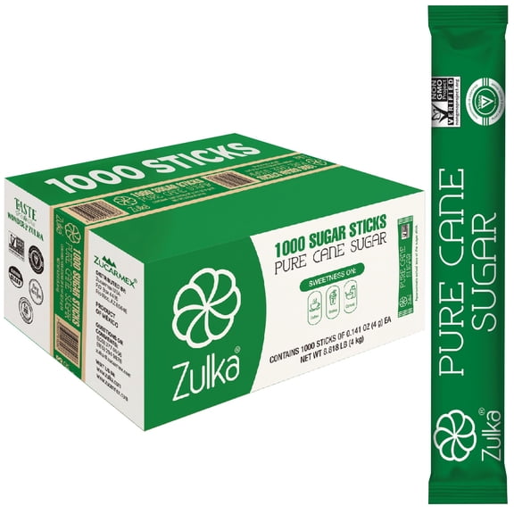 ZULKA PURE CANE SUGAR STICK BULK 1 X 1000 STICKS