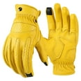 thumbnail image 1 of Tignapoo Touchscreen-Compatible Sheepskin Motorcycle Gloves with Ventilation, Anti-Slip Grip, and Adjustable Iron Buckle, Yellow, Size L, 1 of 7