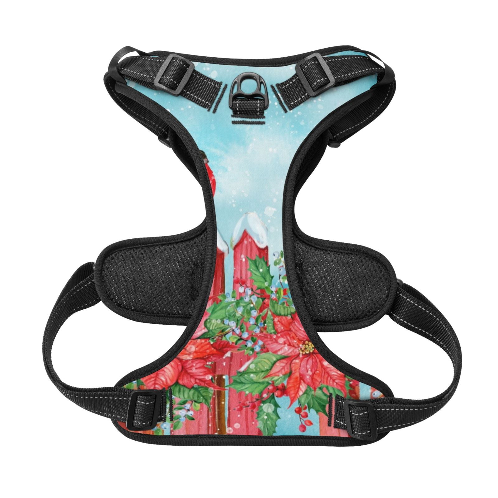 Kdxio Winter Birds on the Fence Print No Pull Dog Harness Adjustable Reflective Oxford Easy Control Medium Large Dog Harness for Training and Everyday-Medium