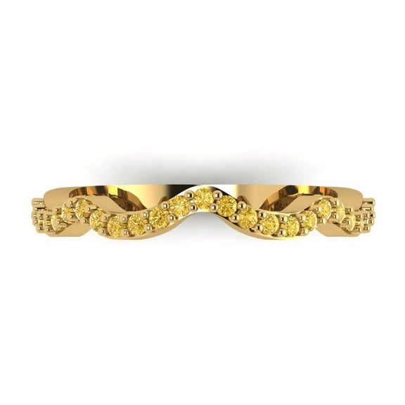 0.23 ctw Wedding Band for Women - 18K Yellow Gold Natural Citrine Stackable Eternity Ring