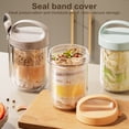 thumbnail image 2 of Vaso de vidrio de 430 ml para avena con cuchara y tapa, hermético, sin BPA, ideal para preparar avena durante la noche, cereales, ensaladas, yogur y desayunos saludables., 2 of 7