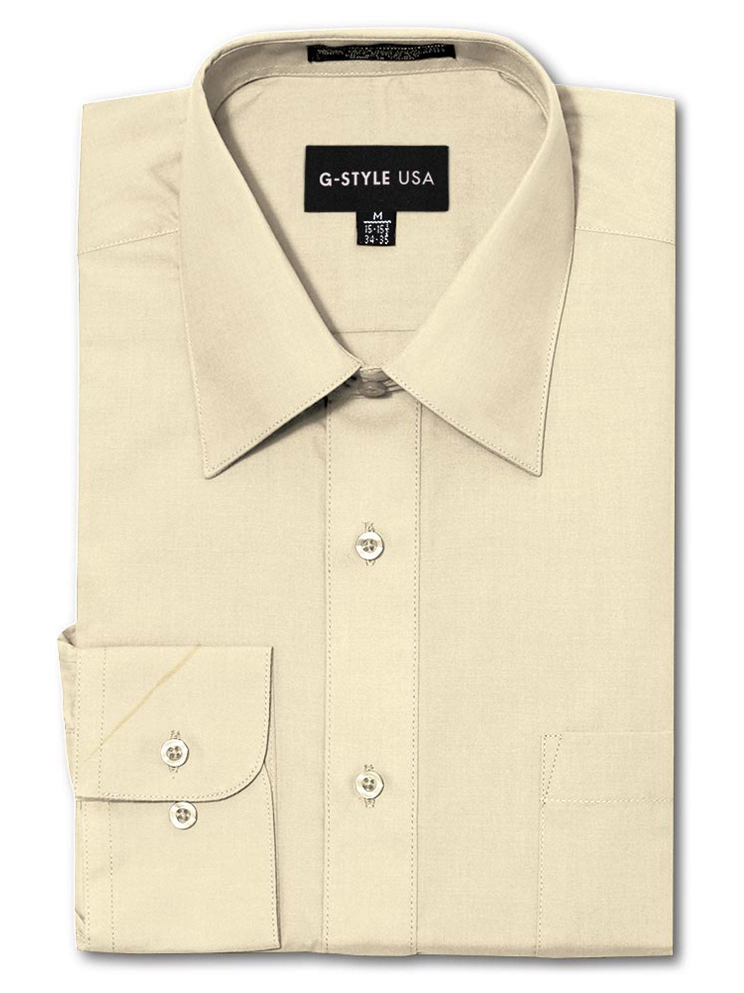 G-Style USA Men's Regular Fit Long Sleeve Solid Color Dress