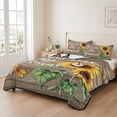 thumbnail image 2 of Queen Quilt Set 90''x96'', Yellow Sunflower Lightweight Bedspread Coverlet Set with 2 Pillow Shams, Butterfly Sunshine Brown Farmhouse Wood Breathable All Season Quilt Bedding for Bedroom/Guest Room, 2 of 9
