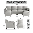 thumbnail image 2 of SOONTRANS 107" Modular Sectional Sofa Couches with Storage Space, Fabric U Shaped 4 Seater Sofa with 2 Movable Ottoman,USB Charging Ports,Convertible Sleeper Sofa for Living Room, Apartment, Office, 2 of 9