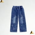 thumbnail image 5 of Baggy Jeans for Girls Trendy Casual Elastic Waisted Loose Denim Pants with Rhinestones Kids Clothes Girls Size 1-8, 5 of 5