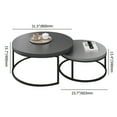thumbnail image 2 of NessCarsti Modern Round Coffee Table Set, Black Metal Legs, Gray Finish, 31.5/23.7", 2 of 6