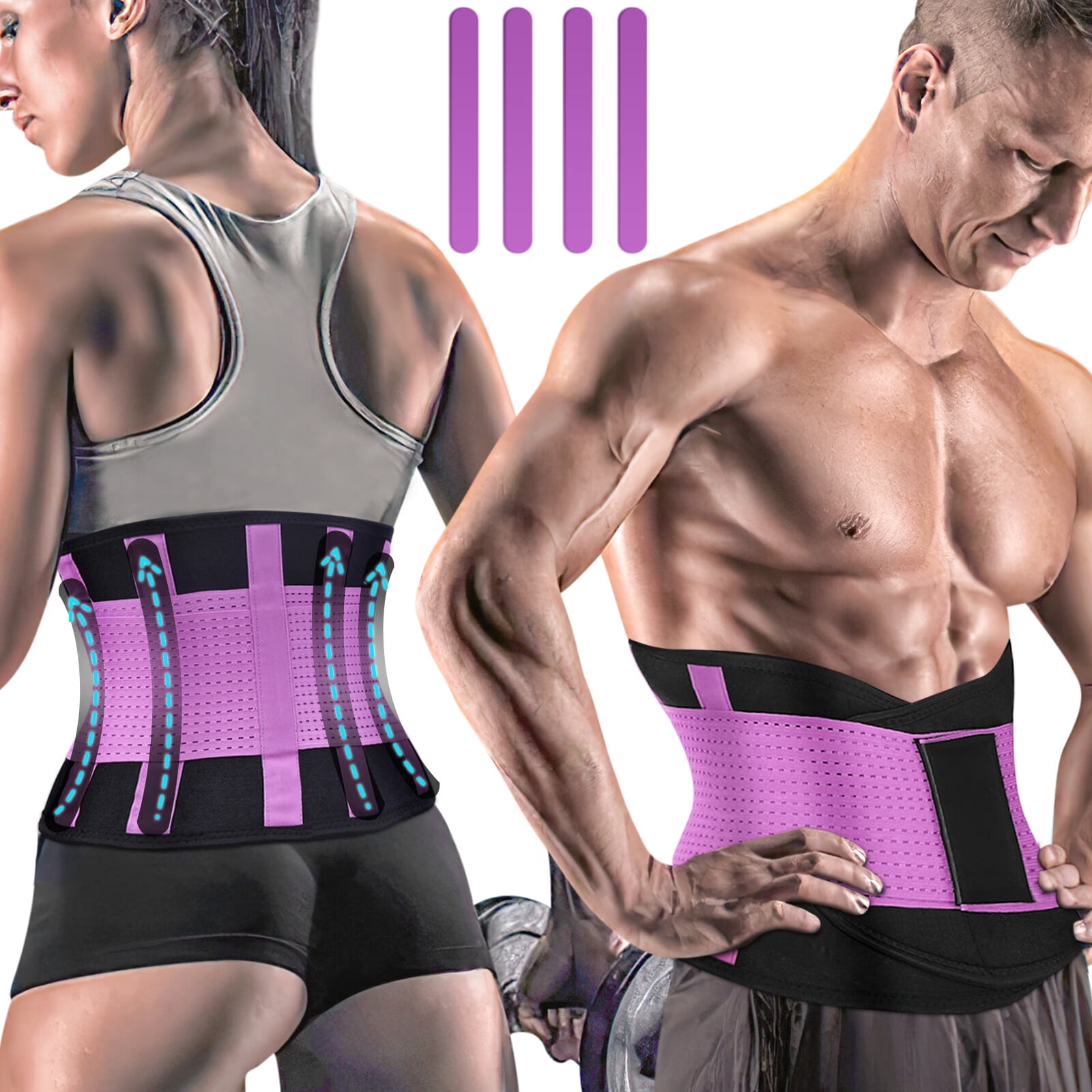 Womens Back Brace for Lower Pain Relief & Herniated Disc Sciatica,Back Support Belt for Lifting at Work Scoliosis,Purple,S