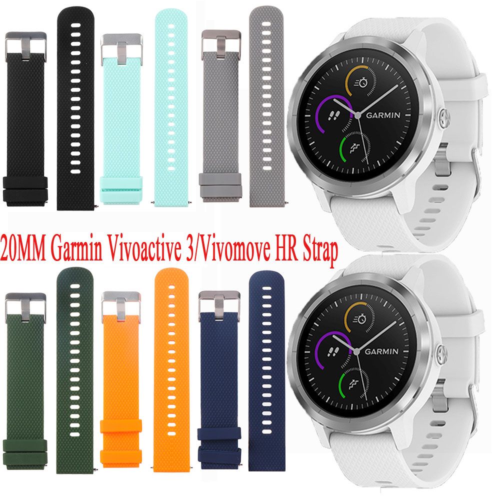 Bracelet Silicone Noir Pour Garmin Vivomove / Vivoactive 3 / Vivomove HR - Neuf