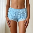 thumbnail image 4 of GEWSEY Ruffle Shorts Womens Bloomers Y2k Shorts Tiered Micro Booties Summer Women Ruffle Underwear Women (Blue, M), 4 of 7