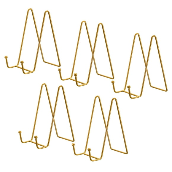 Unique Bargains 5Pack 6Inch Plate Stand for Display Iron Easel Plate Holder for Photo Gold