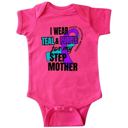 

Inktastic Suicide Prevention I Wear Teal and Purple For My Step Mother Gift Baby Boy or Baby Girl Bodysuit