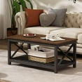 thumbnail image 3 of Coffee Table, Rustic Vintage Farmhouse Living Room Table with Shelf, 40, 3 of 14