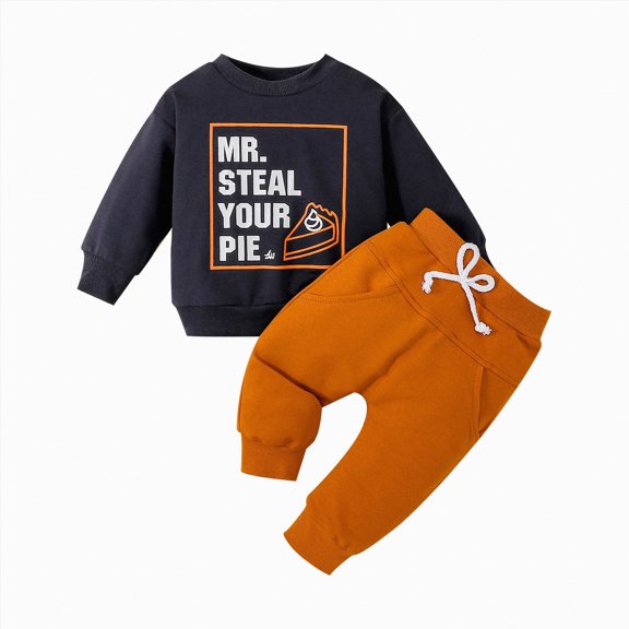 Boy Baby Clothes Kids Boys Fall/Winter Round Neck Long Sleeve Drawstring Pants 3M 6M 12M 18M 24M 2T 3T Everyday Outfit Set 2 Pcs