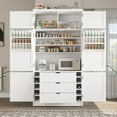 thumbnail image 2 of Kitchen Pantry Cabinet, 80 Inch Tall Wood Storage Cabinet with Adjustable Shelves and Door Shelves, Freestanding Cupboard for Living, Dining Room, Assemble Required, White, 2 of 9