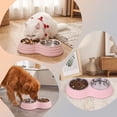 thumbnail image 2 of ICQOVD Stainless Steel Double Pet Bowl Set Food and Water Feeder with Non Slip Base Large Capacity Durable Feeding Bowl 9.84x5.31x1.77IN, 2 of 7