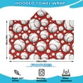 thumbnail image 2 of Red Baseballs Pattern Hooded Bath Towel，60"x35" for Ages 3 To 12 Kids, Quick Dry Lightweight Soft Microfiber Hood Beach Towel Cover Up for Kids, 2 of 7