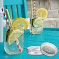 thumbnail image 5 of 15 packs steel regular mouth mason silver jar lids with straw hole compatible with mason jar, 5 of 5