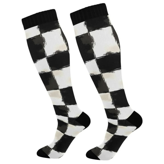 joogoo Checkered Grid-d1 Long Socks Women Men Knee High Sock