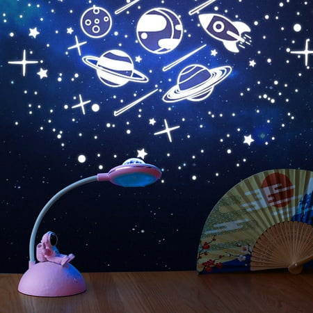 

Home Kitchen Lighting Ceiling Desk Lamp Desk Lamp Small Desk Lamp With USB Charging Port Mobile Phone Holder Projection Night Lights For Kids Eye-Caring Study Table Lamp For Kids Astronaut Cute Pink