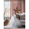 thumbnail image 4 of Sheer Curtains 63 Inch Length, Brown Western Texas Star Vintage Semi Sheer Curtains Light Filtering Window Treatment, Rustic Farmhouse Red Plaid Privacy Voile Drapes for Living Room 52x63 Inch, 4 of 7