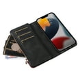 thumbnail image 5 of Zipper Wallet Case for iPhone 14 Plus Large Capacity Card Slots Holder Magnetic Clasp Cover, Luxury PU Leather Anti-Shock Flip Folio Case with Kickstand Wrist Strap Handbag Protective Case,Black, 5 of 9