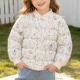 thumbnail image 2 of Wilark Girls Cute Graphic Print Padded Puffer Jackets Stand Collar Snap Quilted Fall Winter Causal Long Sleeve Lightweight Warm Outerwear White 2, 2 of 9