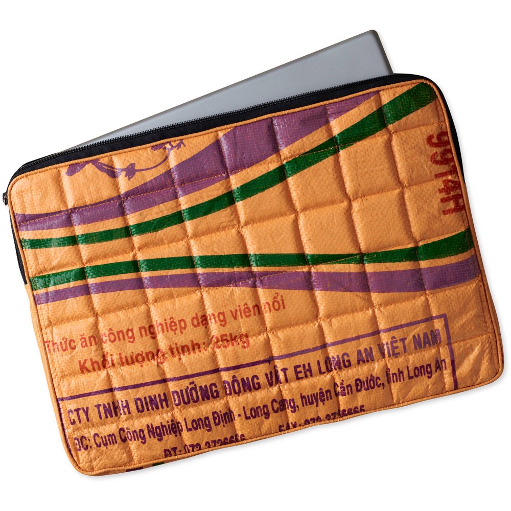 Recycled Rice Bag Quilted Laptop Case by Nomi Network for Full Circle Exchange