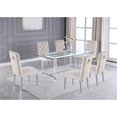 thumbnail image 3 of 7pc. 68" x 40" Glass Dining Set with 6 Chairs and Silver Stainless Steel, 3 of 5