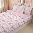 thumbnail image 3 of meiyoeat Cartoon Pink Bow Zipper Full Size Comforter Sets with Fitted Sheet and 2 Pillowcases for Kids Girls, Cartoon Butterfly Ribbon Zipper Bedding Set, Pink ReversibleG, 3 of 6
