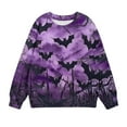 thumbnail image 2 of Odeerbi Toddler Girls Crewneck Sweatshirts Halloween Pullover Sweatshirts 1-12 Years Kids Oversized Sweatshirt Fashion Long Sleeve Pullover Tops Purple, 2 of 8