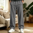thumbnail image 2 of USNSM Men's Fall and Winter Fleece Pants Wide Leg Lounge Sweatpants Elastic Waist Drawstring Loose Joggers Athletic Pants with Pockets Gray L, 2 of 8