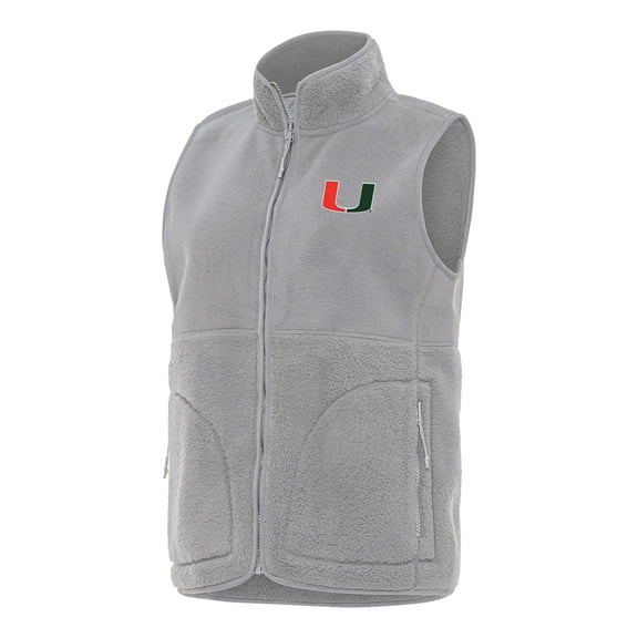 Women's Antigua Gray Miami Hurricanes Nostalgic Full-Zip Vest