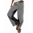 thumbnail image 1 of Low Rise Striped Pants for Women Pull on Drawstring Boho Wide Leg Jeans Trendy Black L, 1 of 9