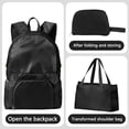 thumbnail image 2 of 3-in-1 Packable Travel Backpack, Foldable Tote Bag with Compact Pouch, Waterproof Lightweight Daypack for Commuting, Hiking, Gym, and Weekend Trips, Black, 2 of 7