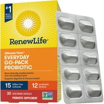 Renew Life Everyday Go-Pack Probiotic Supplement, 30 Vegetarian Probiotic Capsules, 15 Billion CFU