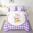 thumbnail image 2 of jejeloiu Cartoon Farm Duck Twin Bedding Sets 7-Piece,Kawaii Bow Knot Bedding Comforter Set,Purple Geometric Grid Sheet Sets For Children,Ultra Soft Home Decor Reversible, 2 of 8
