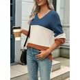thumbnail image 6 of Womens 2025 Fall Casual Long Sleeve Ribbed Knit V Neck Light-Weight Crochet Pullover Sweater XXXL, 6 of 7