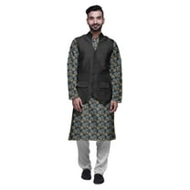 Atasi Indian Kurta Pyjama Jacket Set For Men Mandarin Collar Casual Clothing