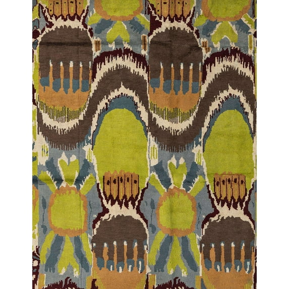 Ahgly Company Indoor Rectangle Abstract Copper Green Abstract Area Rugs, 4' x 6'