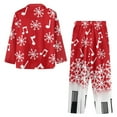 thumbnail image 4 of Yuyamidu Snowflake Nightwear for Men Button Down Pajama Set Christmas Sleep Tops with Long Sweatpants 2 Pieces Music Note Long Sleeve Loungewear for Men Size 4XL, Red, 4 of 6