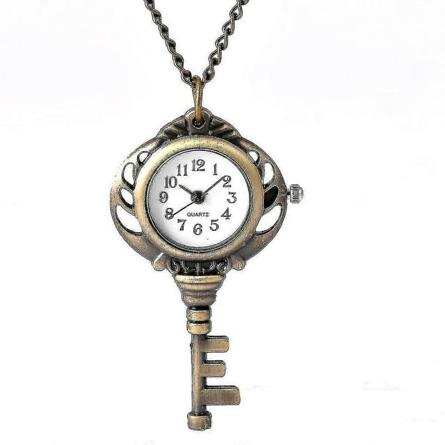Pequeño reloj de bolsillo antiguo colgante de bronce con forma de llave reloj de bolsillo de cuarzo