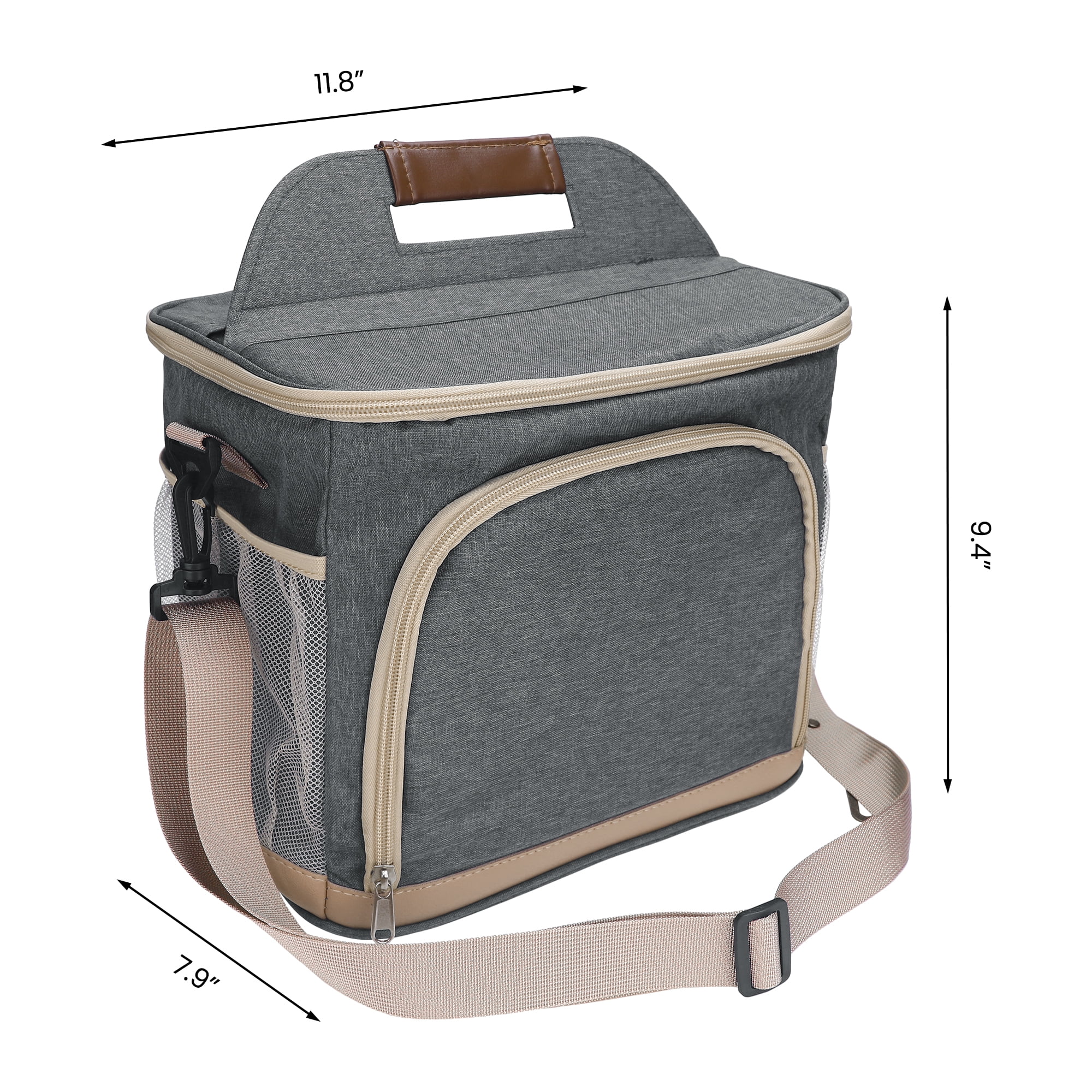 Unique Bargains Lunch Bag Insulated Lunch Bag with Adjustable Shoulder Strap Gray
