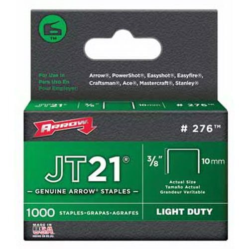 1,000-Pack Arrow Fastener Genuine JT21/T27 3/8-in Staples 