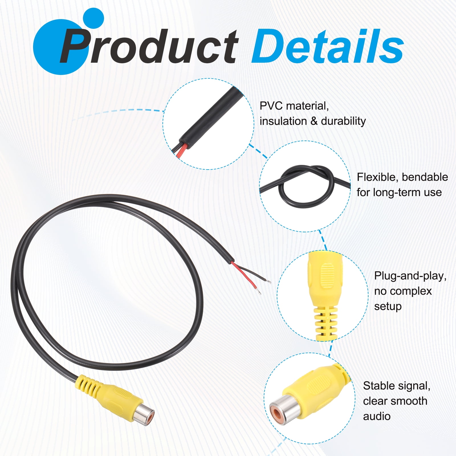 2Set 6.6FT RCA to Bare Wire Speaker Cable, 22AWG Replacement RCA Female Plug to Open End Pigtail Audio Cable Connector Adapter for Amplifier, Home Audio Speakers