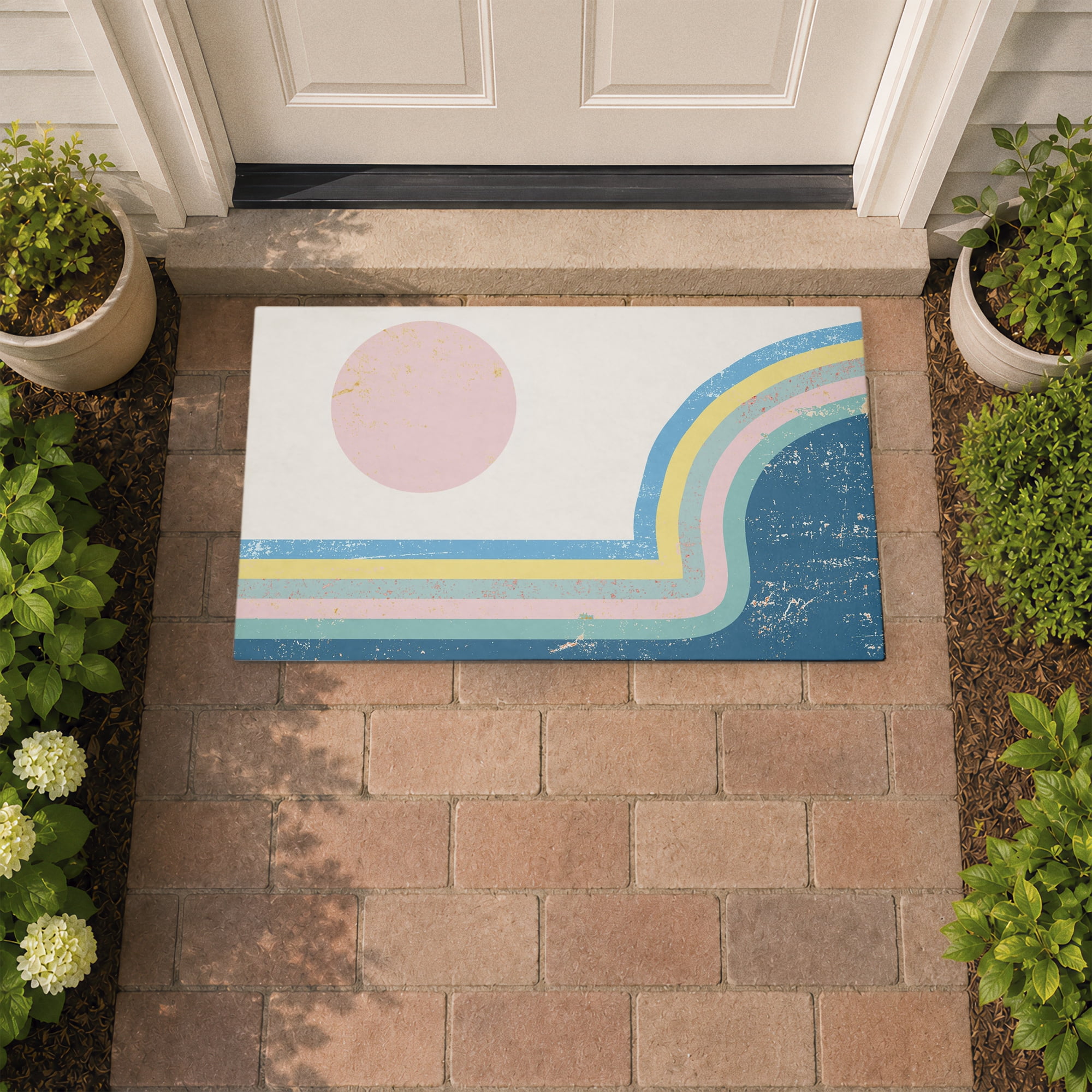 Stupell Industries Retro Rainbow Arches Printed Outdoor Door Floor Mat, design by Ziwei Li